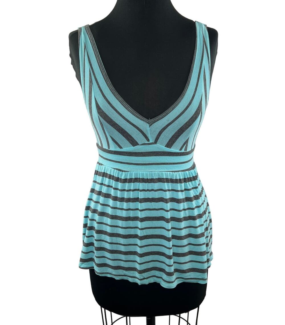ONLY HEARTS NYC HELENA STUART Blue Gray Stripe Tank Top Stretchy Size S Small